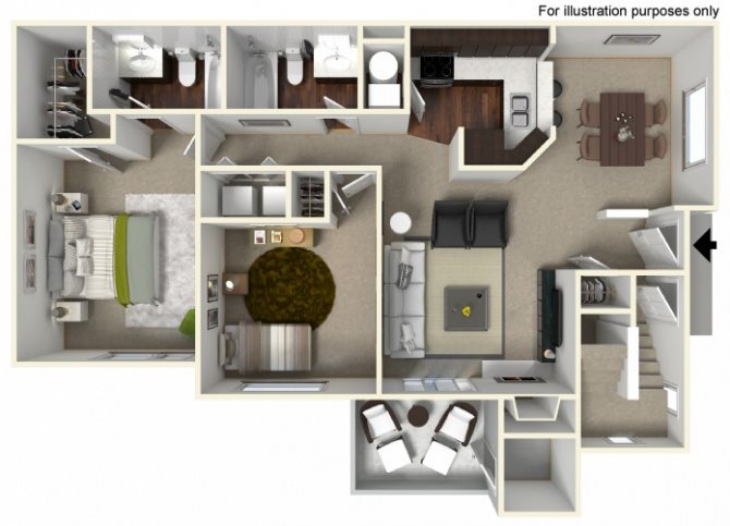 2 Bed |2 Bath Floor Plan 4